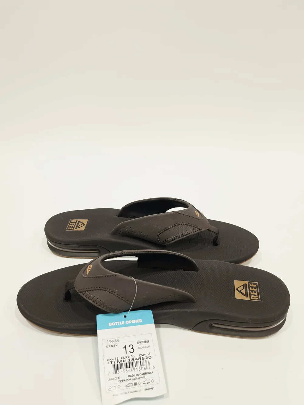 Reef Fanning Men's Dark Brown Padded Toe-Post Flip Flops Mens Size 13